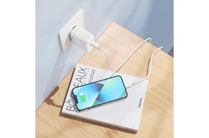Сетевое зарядное устройство 2USB-С + кабель Lightning HOCO C110A Lucky PD35W (белый)