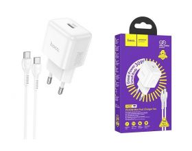 Сетевое зарядное устройство USB-C + кабель Type-C HOCO N32 PD30W (белый)