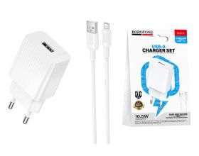Сетевое зарядное устройство USB + кабель MicroUSB BOROFONE BAS71A Source, белый