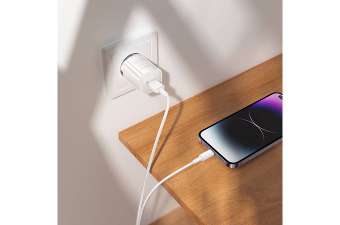 Сетевое зарядное устройство USB + кабель Lightning BOROFONE BA101A Pudding (белый)