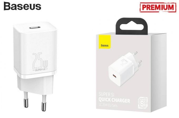 Сетевое зарядное устройство USB-C Baseus Super Si  Quick Charger 1C 25W EU (белое)