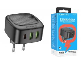 Сетевое зарядное устройство 2USB + USB-C BOROFONE BAS23A Lucky PD30W (черный)
