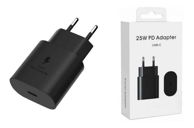 Сетевое зарядное устройство USB-C Samsung PD Adapter 25W (черный) EP-TA800 без логотипа