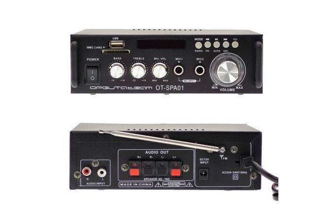 Усилитель звука Орбита OT-SPA01 (2х60Вт, USB, TF, FM, bluetooth)