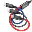 Кабель USB 3 в 1 HOCO X76 lightning/Lightning/Micro/Type-C (черно/красно/синий) 1м