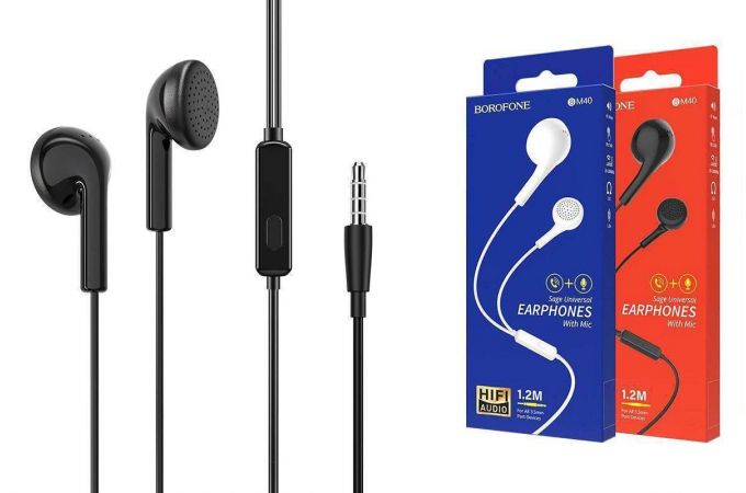 Наушники вакуумные проводные BOROFONE BM40 Sage universal earphones (черный)