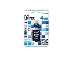 Карта памяти microSDHC MIREX 4 GB (class 4) с адаптером (13613-ADTMSD04)