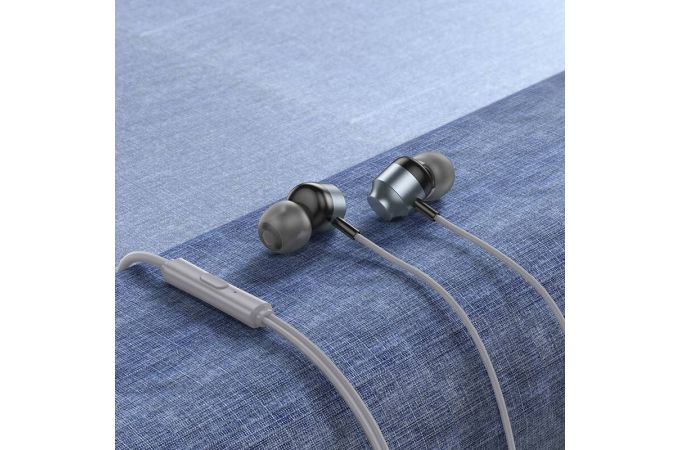 Наушники вакуумные проводные HOCO M122 Power metal universal digital earphones with microphone Type-C (серый)