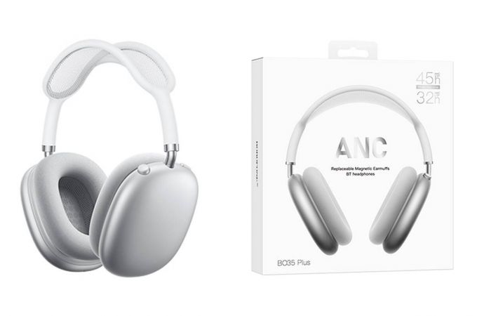 Наушники мониторные беспроводные BOROFONE BO35 Plus Adorable ANC Bluetooth (серебро)