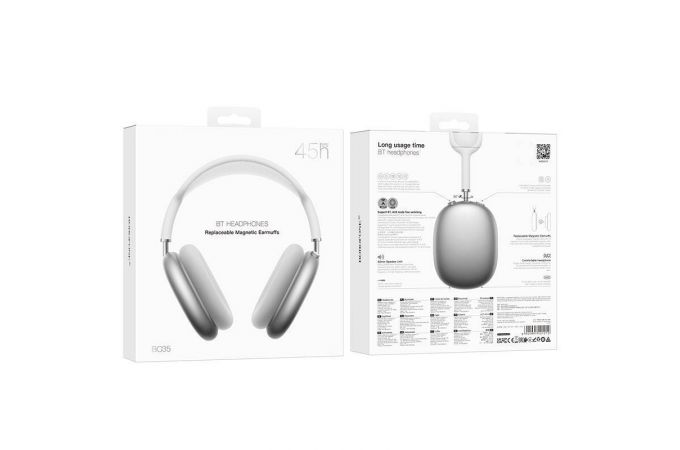 Наушники мониторные беспроводные BOROFONE BO35 Adorable Bluetooth (серебро)