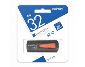 Флешка USB 3.0 Smartbuy 32GB IRON Black (черный)/Red, LED индикатор (SB32GBIR-K3)