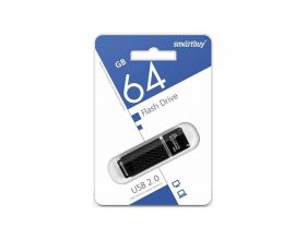 Флешка USB 2.0 Smartbuy 64GB Quartz series Black (черный) (SB64GBQZ-K)