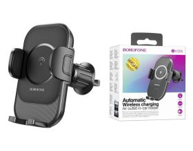 Держатель автомобильный для телефона BOROFONE BH205 magnetic wireless Fast charger в решетку воздуховода черный