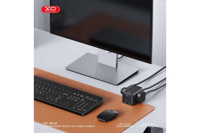 Сетевое зарядное устройство XO WL24(EU) 65W Fast Charging Desktop Charger Array Plug Black (поврежденная упаковка)