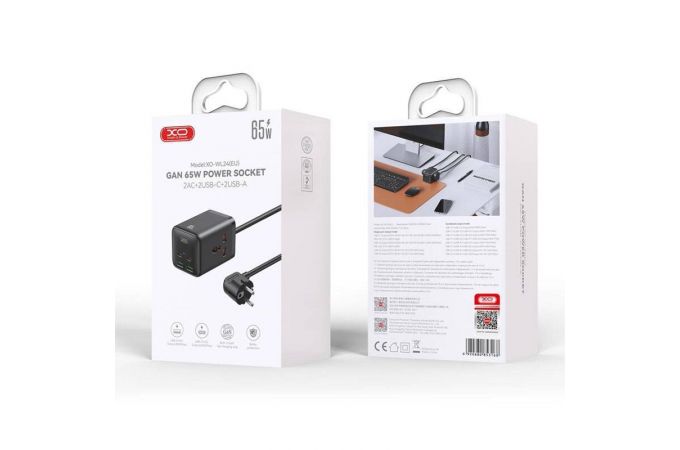 Сетевое зарядное устройство XO WL24(EU) 65W Fast Charging Desktop Charger Array Plug Black (поврежденная упаковка)