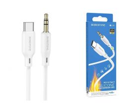 Кабель аудио BOROFONE BL18 (штекер Type-C - штекер AUX) Digital audio conversion cable (белый) силиконовый