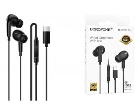 Наушники вакуумные проводные BOROFONE BM100 Pro Fuente разъем Type-C (черный)
