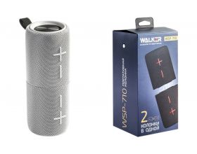 Портативная беспроводная колонка WALKER WSP-710, Bluetooth, 2в1 на магнитах, 10Вт*2, стереопара TWS, серая