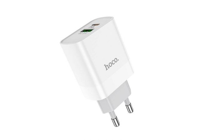 Сетевое зарядное устройство USB + USB-C HOCO C80A Rapido single port (один порт)PD20W+ QC3.0 (белый)