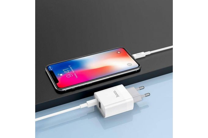 Сетевое зарядное устройство USB + USB-C HOCO C80A Rapido single port (один порт)PD20W+ QC3.0 (белый)