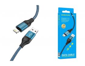 Кабель USB - Lightning BOROFONE BX56, 2,4A (синий) 1м (в оплетке)