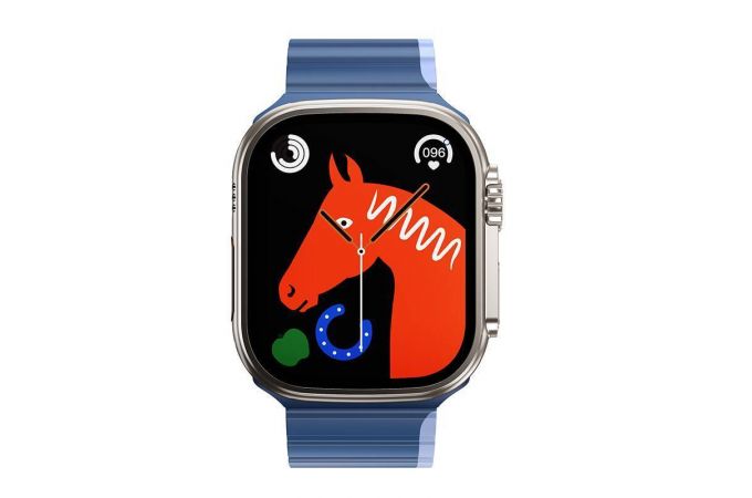 Ремешок для Apple Watch HOCO AS102 Жидкий силиконовый магнитный ремешок для часов iWatch (42/44/45/49 мм) темно-синий со светло-голубым