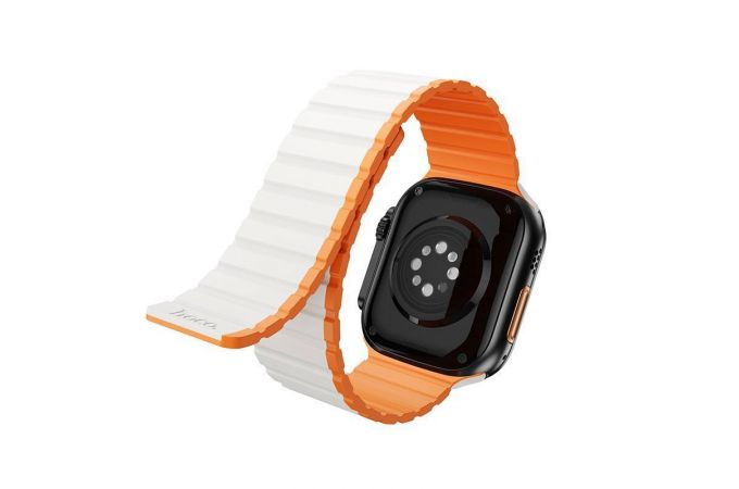 Ремешок для Apple Watch HOCO AS102 Жидкий силиконовый магнитный ремешок для часов iWatch (42/44/45/49 мм) темно-синий со светло-голубым