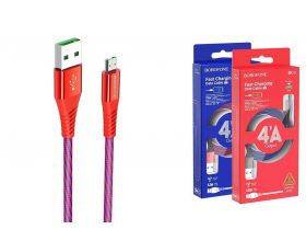 Кабель USB - MicroUSB BOROFONE BU13 4A fast (красный) 1,2м (в оплетке)