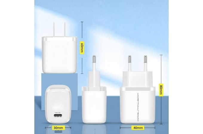 Сетевое зарядное устройство USB-C + кабель Type-C Орбита OT-APU63 1.2м (PD,20Вт)