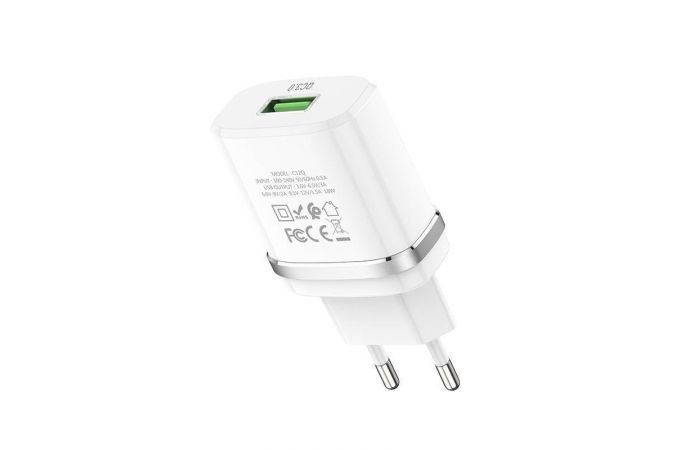 Сетевое зарядное устройство 2USB + кабель Type-C HOCO C12Q быстрая зарядка (белый)