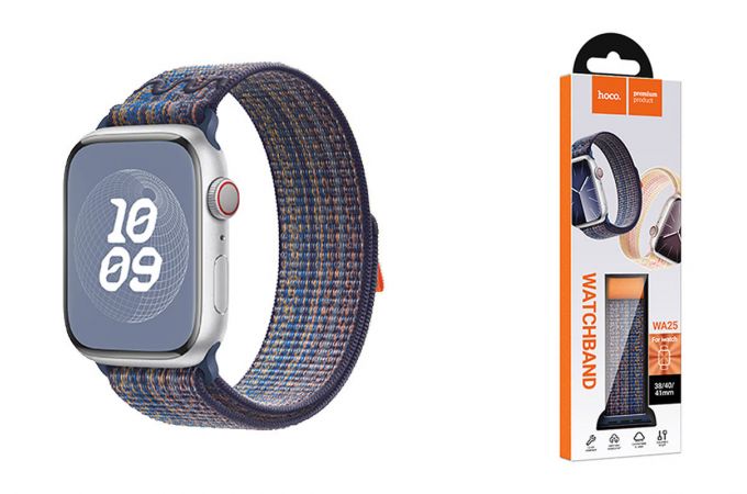 Ремешок для Apple Watch HOCO WA25 Original series nylon strap (38/40/41 мм) динамичный королевский синий с оранжевым