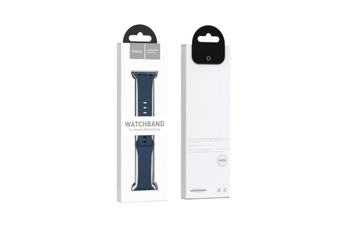 Ремешок для Apple Watch HOCO WA15 Flexible series 8-character buckle solid color silicone strap (42/44/45/49 мм) полночно синий
