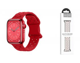 Ремешок для Apple Watch HOCO WA16 Flexible series bamboo pattern solid color silicone strap (42/44/45/49 мм) большой красный