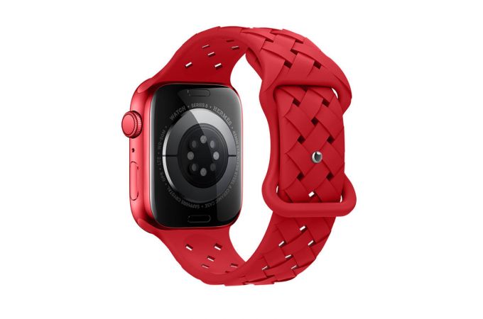 Ремешок для Apple Watch HOCO WA16 Flexible series bamboo pattern solid color silicone strap (42/44/45/49 мм) большой красный