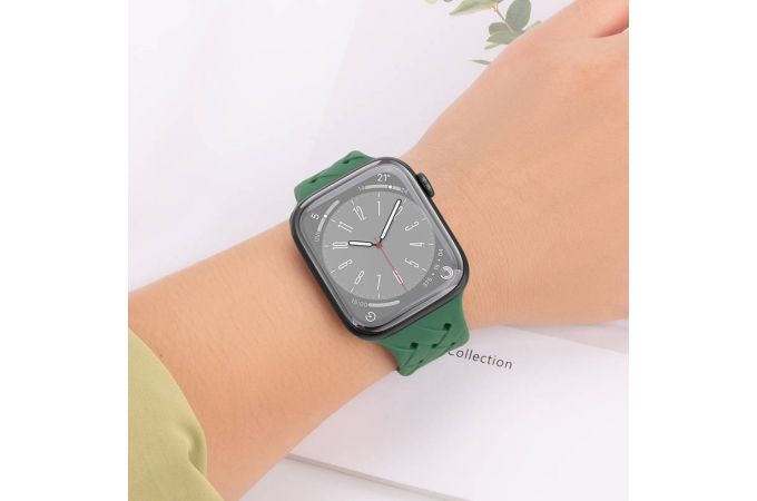 Ремешок для Apple Watch HOCO WA16 Flexible series bamboo pattern solid color silicone strap (38/40/41 мм) полночный синий