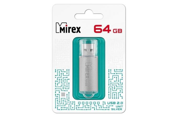Флешка USB 2.0 Mirex UNIT SILVER 64GB (ecopack)