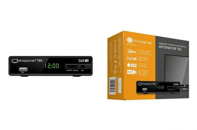 ТВ ресивер DVB-T2/C ИНТЕРАКТИВ T80 + доп. Разъем 12V