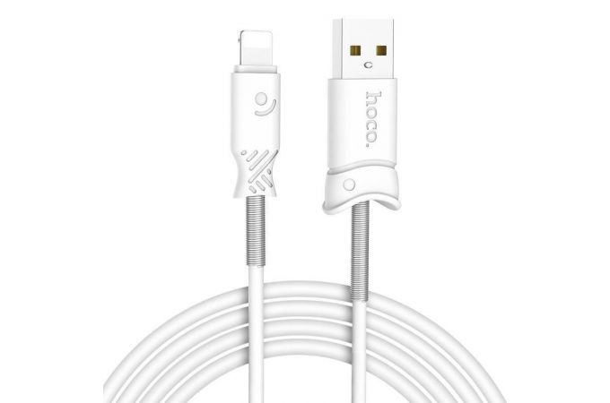 Кабель USB - Lightning HOCO X24, 2,4A (белый) 1м (пружины)