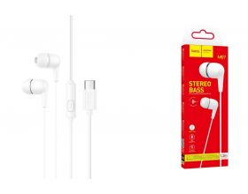 Наушники вакуумные проводные HOCO M97 Enjoy universal digital earphones with microphone штекер Type-C (белый)