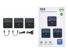 Микрофон беспроводной петличка набор 3 штуки Premium sx9 (черный)