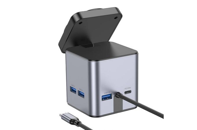Беспроводное зарядное устройство 3 в 1 HOCO HB49 Effortless 9-in-1 wireless fast charging desktop station быстрая зарядка (серый)