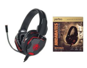 Наушники мониторные проводные Perfeo ANDABATES 2,2 м, 3,5 мм (4 pin) и USB (LED) PF_B4181 (черный)