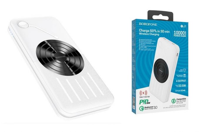 Универсальный дополнительный аккумулятор Power Bank BOROFONE BJ7 (10000 mAh) (белый)