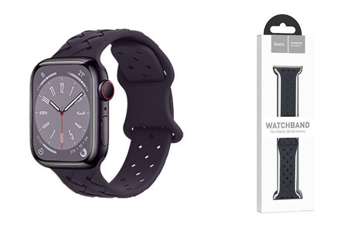 Ремешок для Apple Watch HOCO WA16 Flexible series bamboo pattern solid color silicone strap (42/44/45/49 мм) малиновая вишня