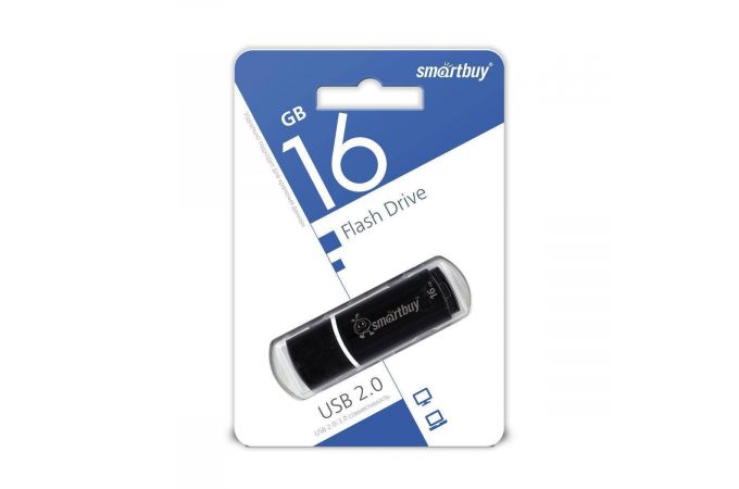 Флешка USB 2.0 Smartbuy 16GB Crown Black (черный) COMPACT (SB16GBCRW-K_C)