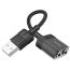 Адаптер для проводной гарнитуры HOCO LS37 Spirit transparent digital audio converter USB  to  2 / 3.5mm (черный)