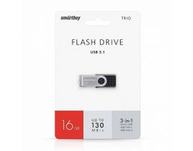 Флешка USB 3.0/3.1 Smartbuy TRIO 3-in-1 OTG (USB Type-A + USB Type-C + micro USB) 16GB