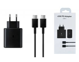 Сетевое зарядное устройство USB-C Samsung PD Adapter 45W + кабель (черный) (вариант 2) (Л)