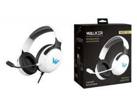 Наушники мониторные проводные WALKER  WBT-61, проводные, полноразмерные, гибкий микрофон, с подcветкой, белые