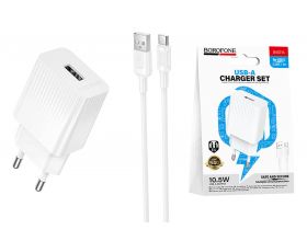 Сетевое зарядное устройство USB + кабель Type-C BOROFONE BAS71A Source 2100 mAh белый